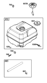 Fuel Supply Group Diagram and Parts List for 25T232-0104-F1 200000 - 399999 Briggs and Stratton Engine